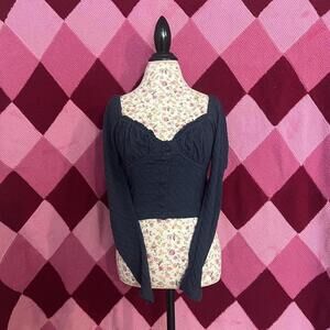navy longsleeve milkmaid style top